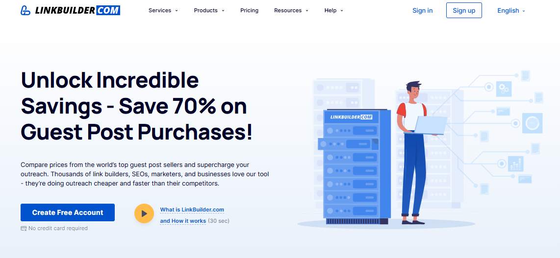 LinkBuilder.com homepage screenshot